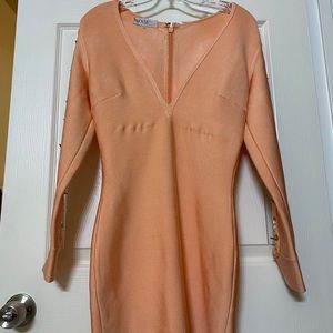 SOLD*House of CB Peach Long Sleeved Dress Large
